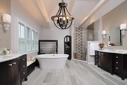 Miniatura 10 de Farmhouse Rustic Chandelier Light Fixtures,Vintage Pendant Hanging Lights and Iron Finish Chandeliers for Kitchen Island Dining Room Living Room