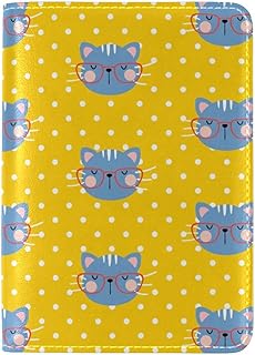 Funda para pasaporte con diseño de lunares, color amarillo y azul, color 1664, 14cmx10cm