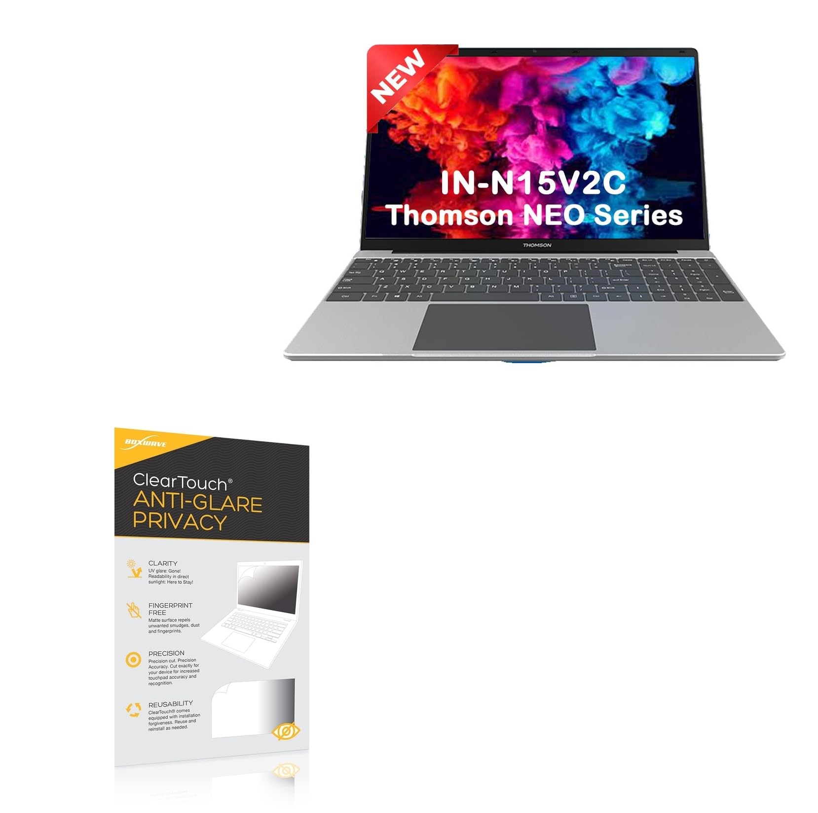 BoxWave Screen Protector Compatible with Thomson IN-N15V2C NEO - ClearTouch Anti-Glare Privacy (2-Pack), Privacy Screen Protector Flexible Film Anti-Glare