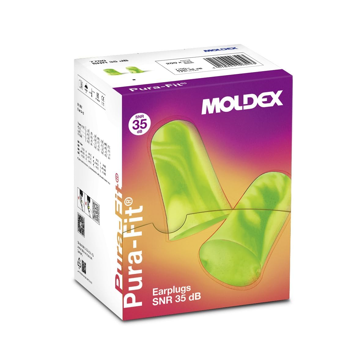 Moldex 7700 Pura-Fit Lot de 200 Paires de Bouchons d’oreilles SNR 36dB