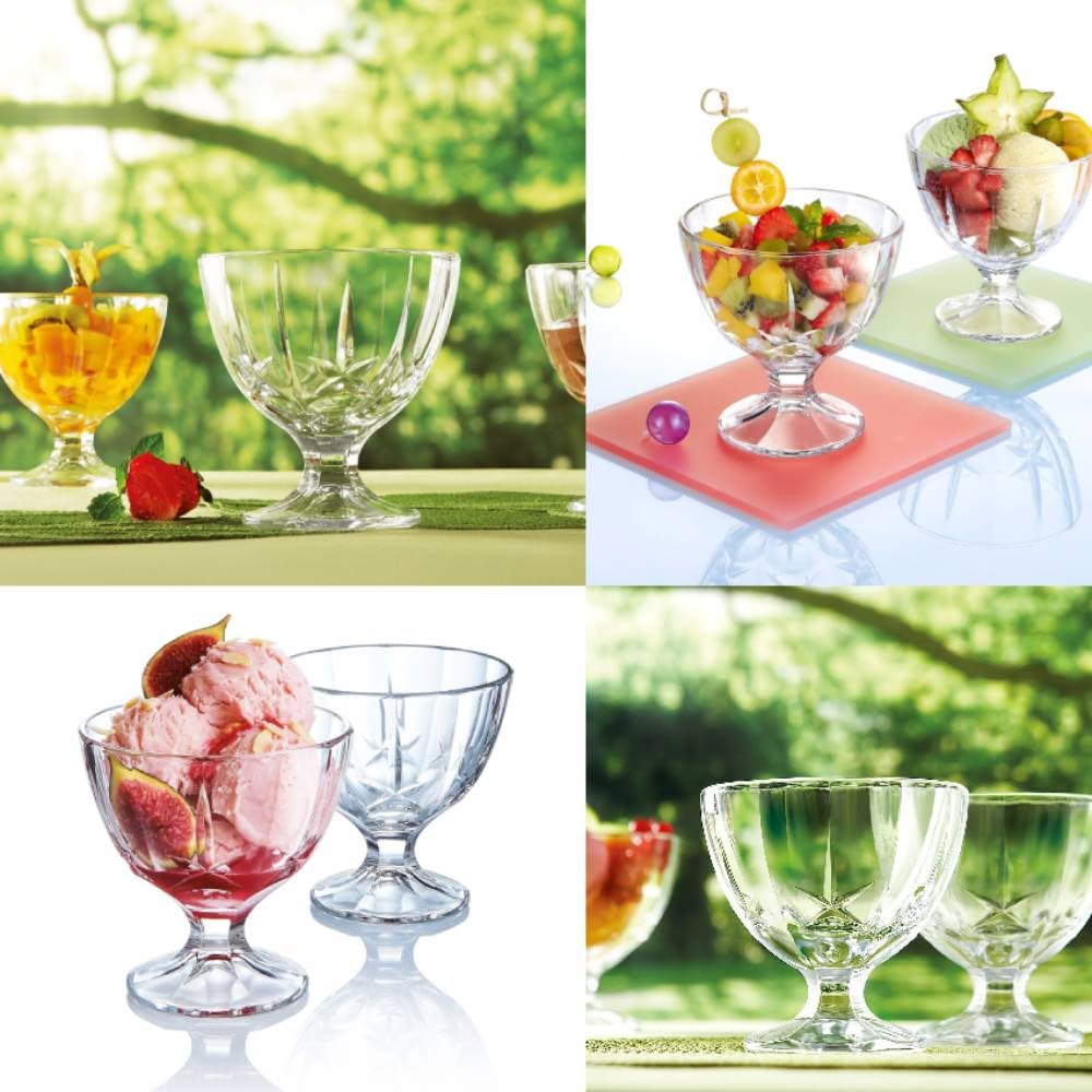 Generico Coppe da Gelato in Vetro, Set di 6 Coppette Decorative, Design Elegante con Motivo a Stella