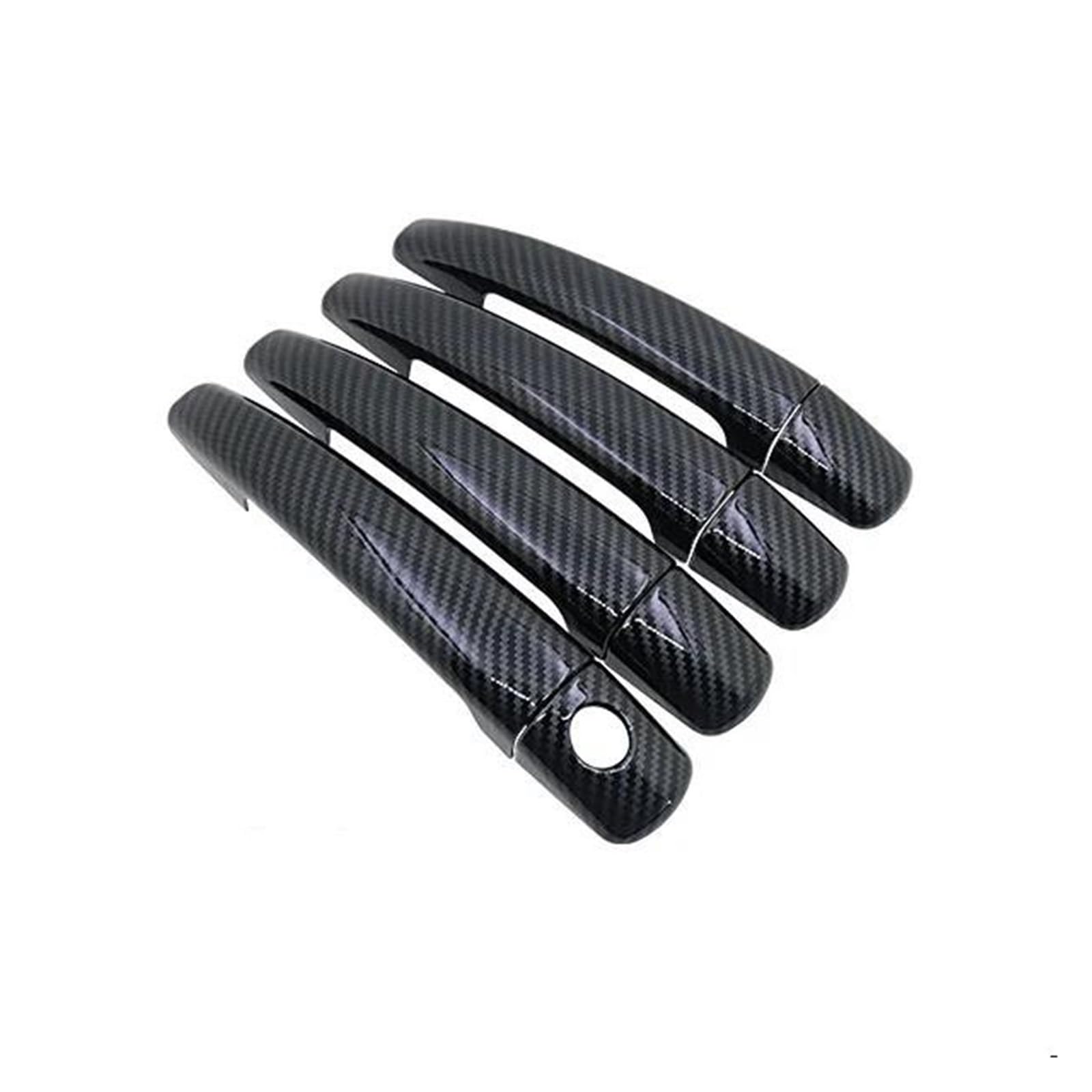 Qibbei Style 4 Car Chrome Exterior Door Handle Covers Imitation Carbon Fiber Style Sticker For Citroen C3 2012~2016(Style 4)