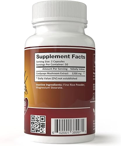 Miniatura 2 de Cordyceps Extra Strength 1200 mg, hongo potenciador inmunológico (100 cápsulas vegetales)