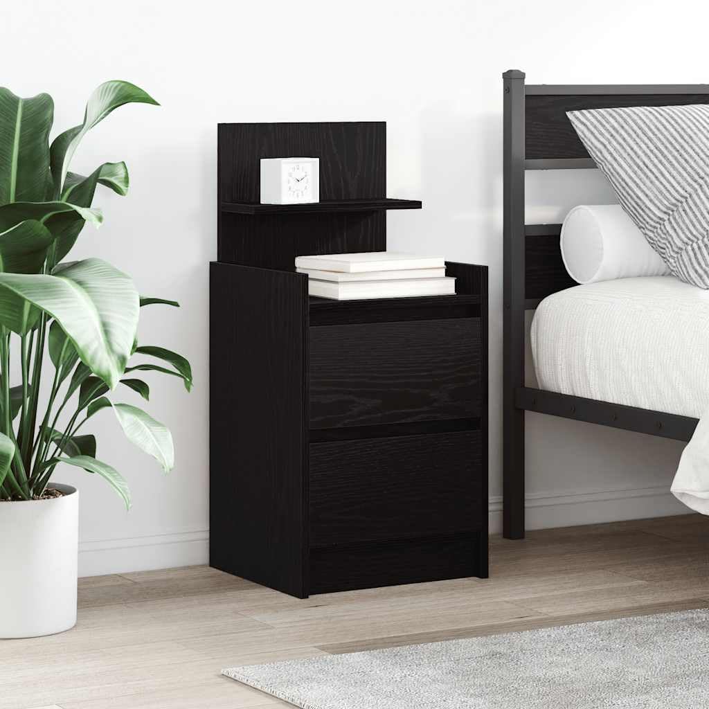 SXZenSpace 861357 Bedside Cabinet with 2 Drawers Black 38x34x80 cm Bedroom Cabinet,Storage Nightstand Side Table