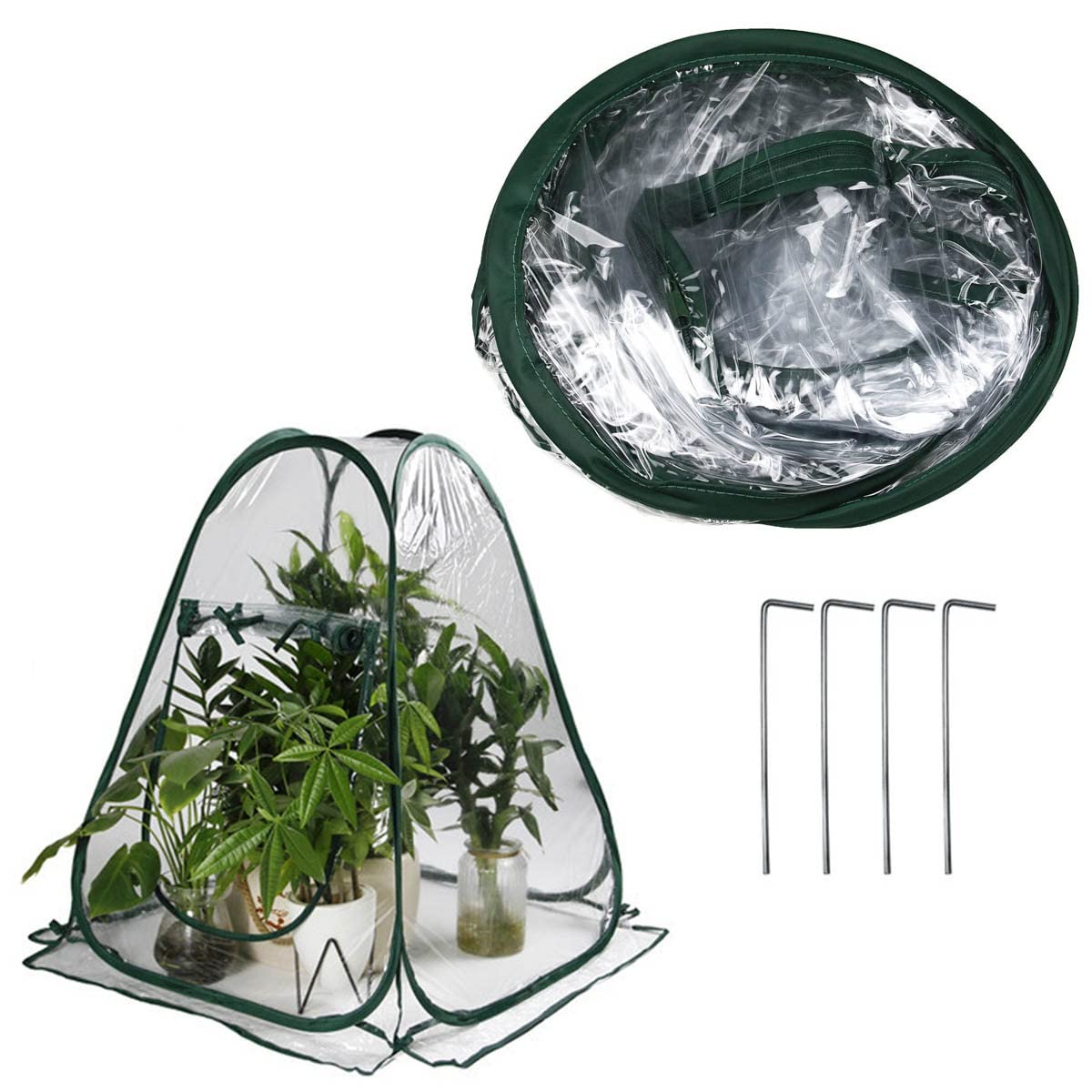 Mini Serra da Giardino Pieghevole, Piccola Copertura per Serra da Cortile in PVC per Interni, Copertura in plastica Trasparente, per piantine di floricoltura, 70 x 70 x 80 cm