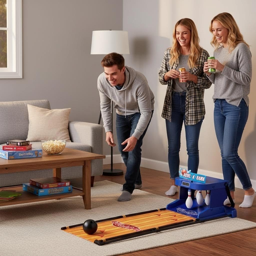 Macchina da Bowling Elettrica for la Casa, Pista da Bowling Portatile for Interni con Tabellone Segnapunti a LED, Reset Automatico, Effetti Sonori