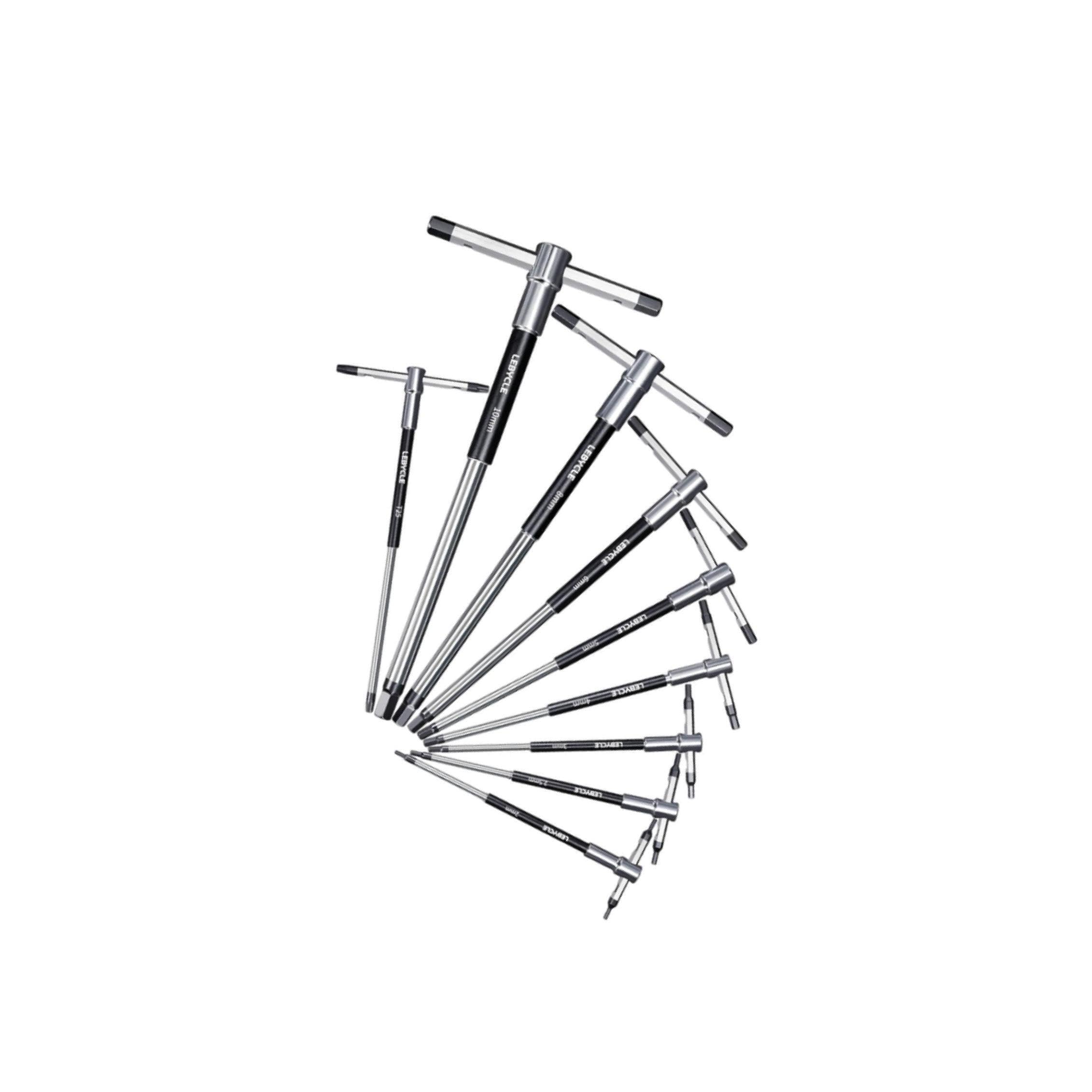 Jeu de clés hexagonales coulissantes en T comprenant 9 outils