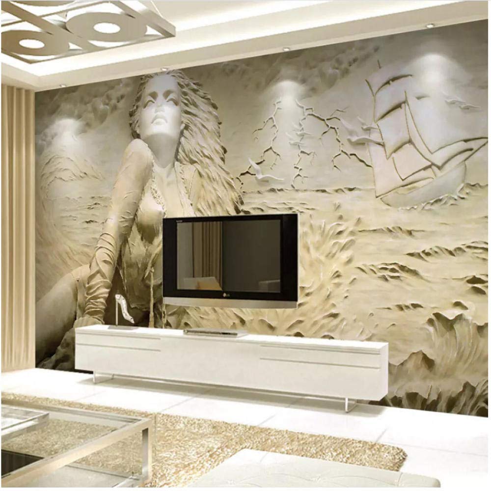 Amazon 装飾壁画ステッカー カスタム壁壁画アート壁画3d立体救済海波ヨット美容写真壁紙 280x0cm 壁紙