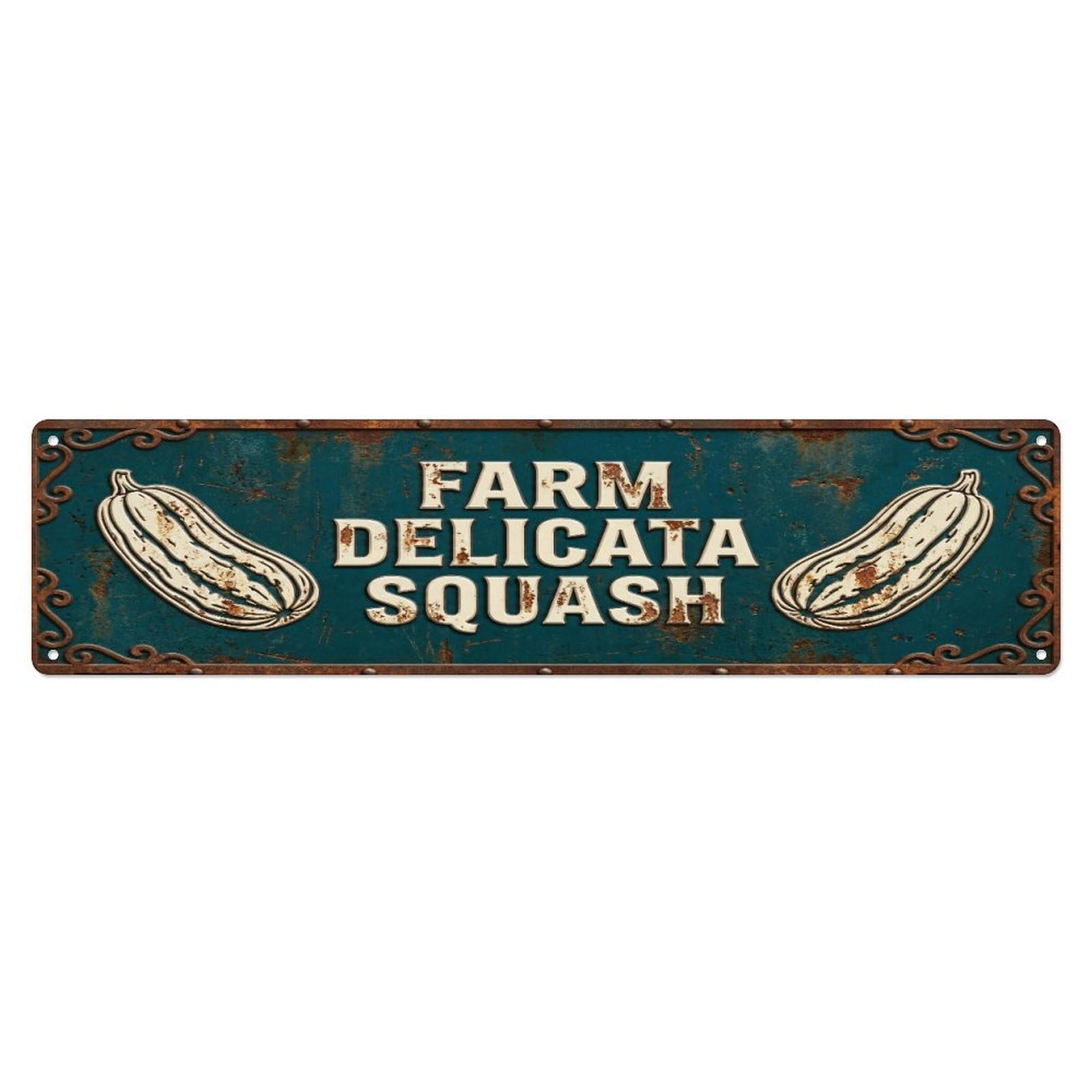 Metal Tin Sign FARM DELICATA SQUASH Vintage Squash Rustic Farmhouse