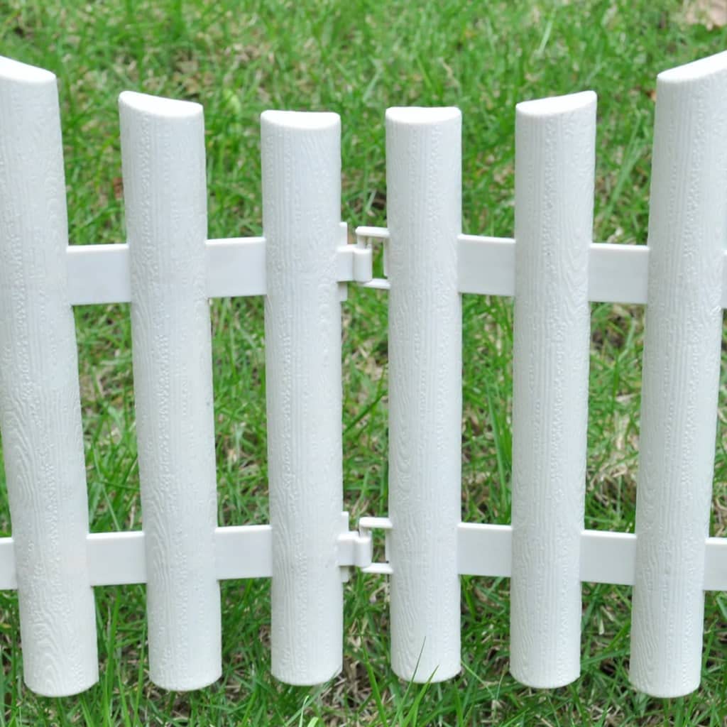 vidaXL Verja de Césped 17 Piezas 10 Metros Blanca Borde Valla Cerca de Jardín