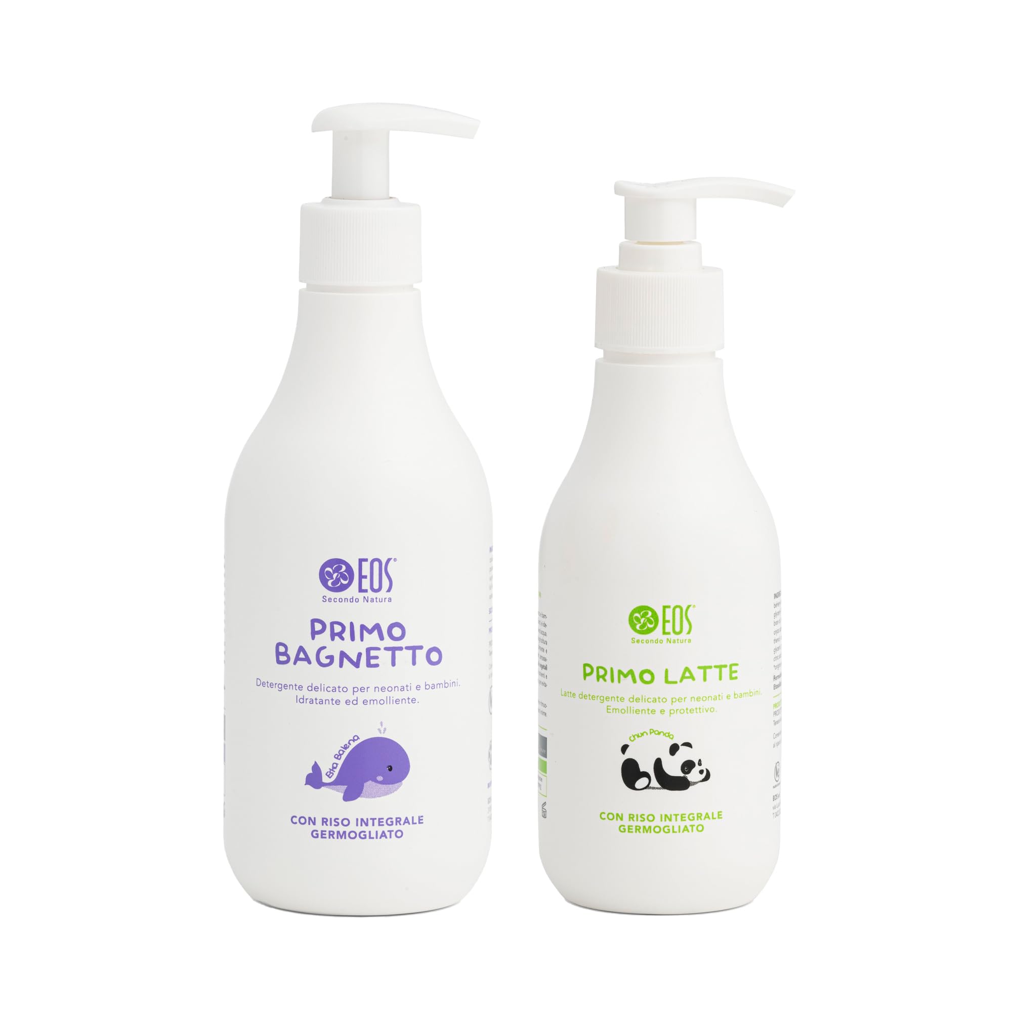 EOS NATURA Kit Pulizia Delicata Neonato e Bambino – Primo Bagnetto 400 ml + Primo Latte 200 ml – Detergenti Naturali, Idratanti, Emollienti – Il Mondo di Babu – Viso, Corpo, Intimo