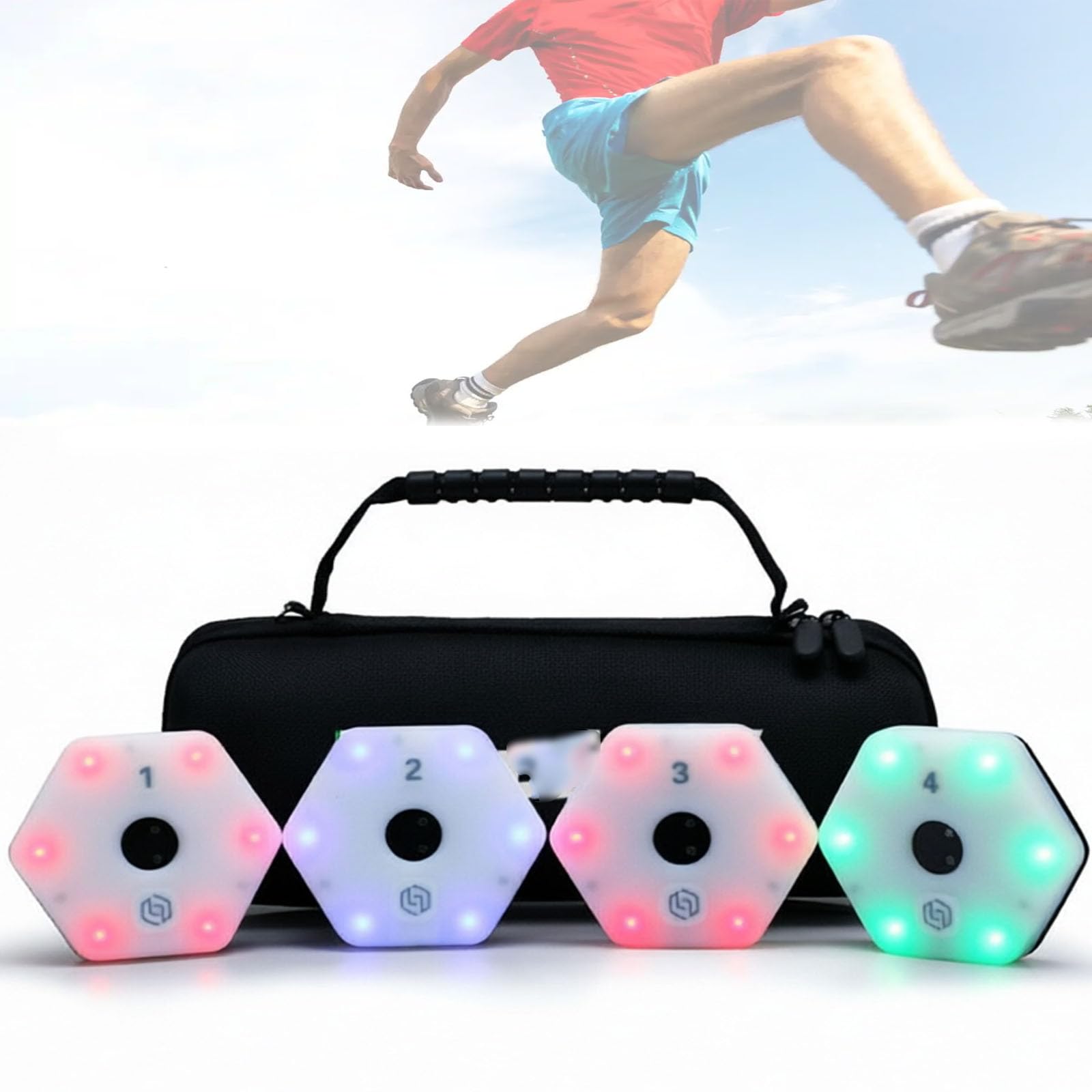 VILA SMO 4pcs Reaction Training Lights, App Connectivity Speed Agility Training Lights, 29 Functional Modes, Support Type-c Charging, Flashing At 6 Frequencies, For All Sports, Improve Reflexes And