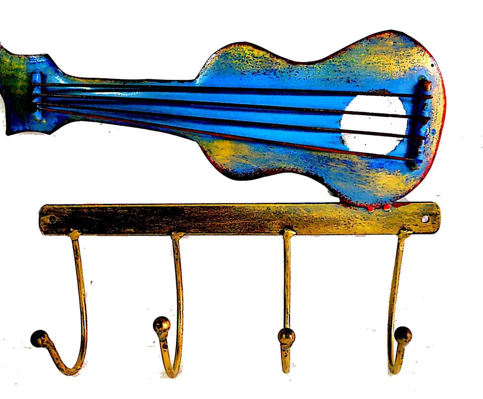 Image of Bharat Art Metal Iron (Guitar Key Holder) Decorative Wall Hanging /Wall Decor for Home, Living Room, Bedroom, Hotels, Office, Cafe etc. - Multicolor (11.5 x 3 x 9 Inch)