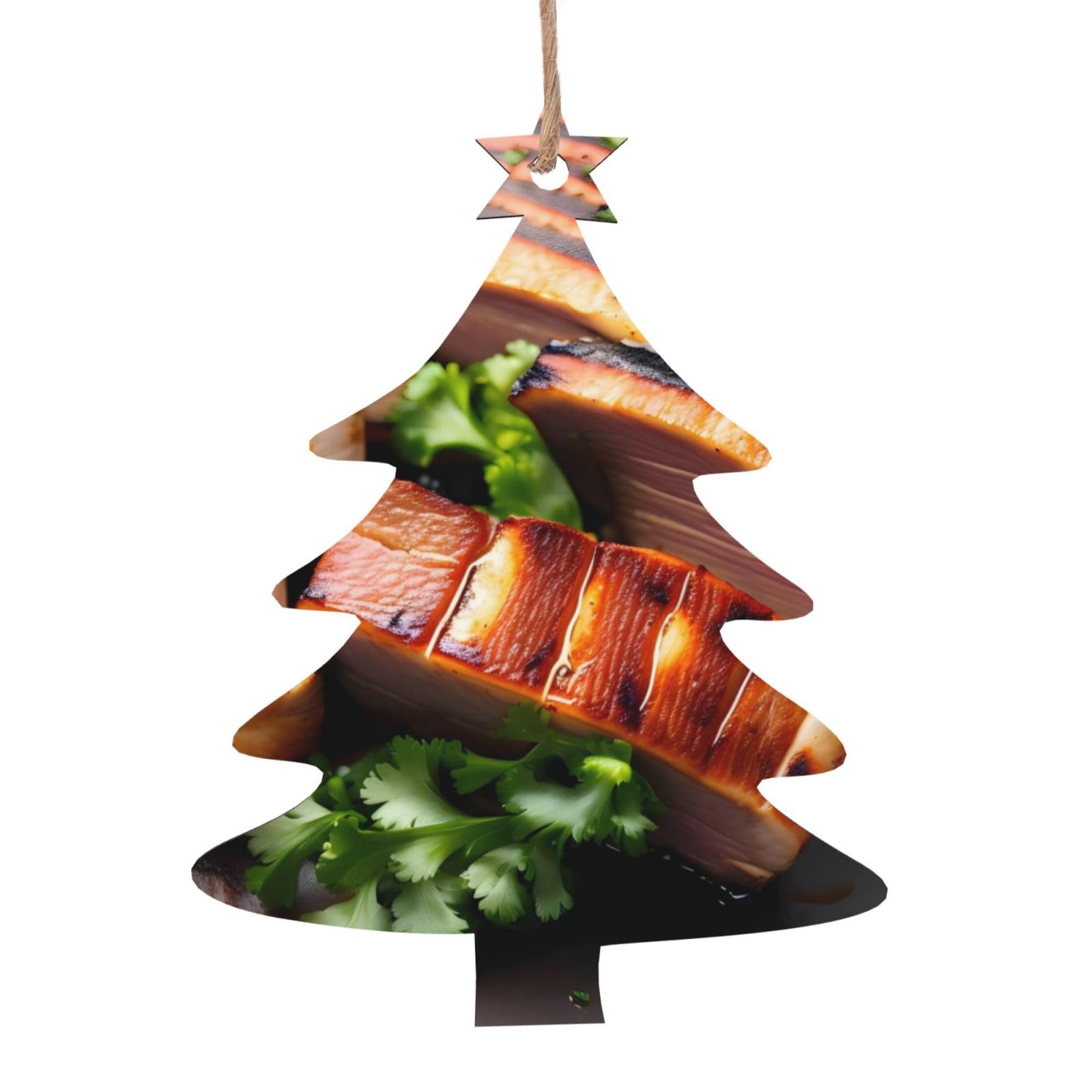 Golden Roast Printed Christmas Wooden Pendants, Simple and Environmentally Friendly, Holiday decorationsã€‚