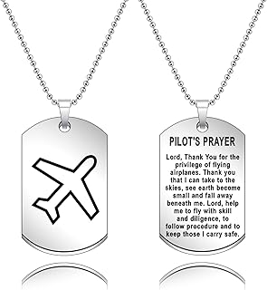 Pilot Gift Pilot’s Prayer Keychain Necklace Flight Attendant Gift Fly Safe Gift for Flight Attendant Aviation Crew New Pilot Gift