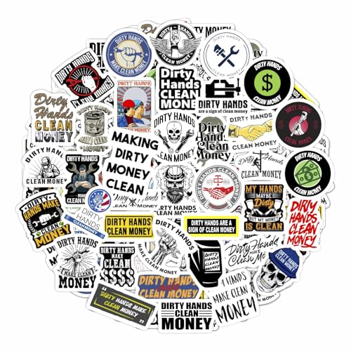 BulbaCraft Dirty Hands Clean Money Stickers and Decals for Hard Hat - Dirty Hands Clean Money Merch Laptop Decals, Gifts for Women & Men