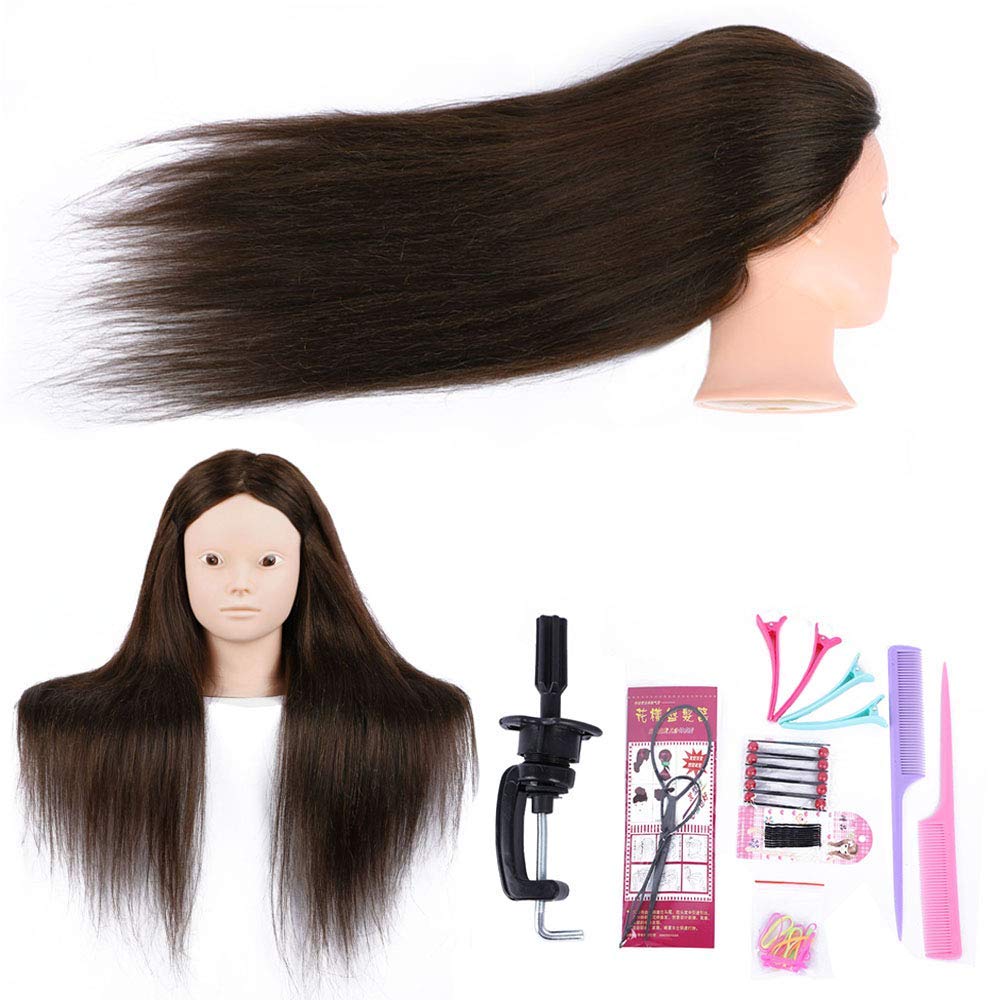MEDO Mannequin Head 26 Inch Training Head Hair Styling Manikin Cosmetology Doll Head With Free Clamp Synthetic Fiber Hair Dressing Salon Training Head Model For Make Up (No make up, 4)