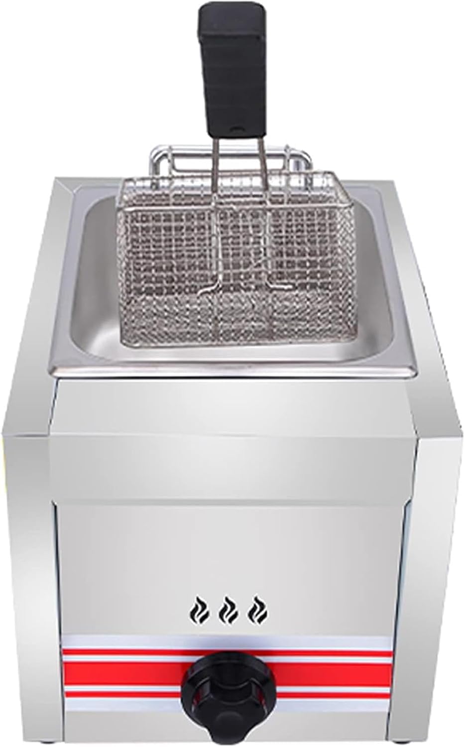 Friggitrice a Gas Professionale, Friggitrice Commerciale da Banco in Acciaio Inossidabile con Cestello e Coperchio, Friggitrice da Esterno, Capacità 10L/20L/30L