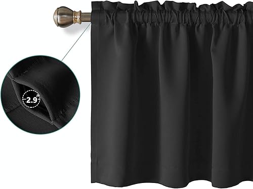 Miniatura 3 de Gxi Cortina de cocina negra de 20 pulgadas de largo, con bolsillo para barra, cortinas opacas para baño, cortina corta, cenefa de tratamiento de