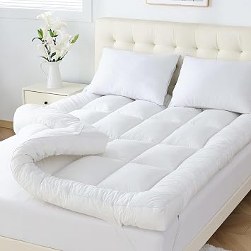 WhatsBedding 5 Inch Memory Foam Mattress Topper Full Size, 100% Cotton Extra Soft Pillow Top Mattress Topper, Filled with Fluffy Shredded Memory Foam & Thicked Down Alternative-Lined 75x54x5in