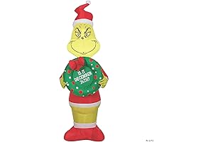Gemmy Airblown Inflatable Christmas 4ft Grinch with Wreath in Yellow