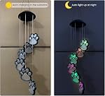 Pierres solaires de vent en extérieur Paw Print LED Vent Chime Lampe Couleur Changement de vent Chimes pour l'extérieur imperméable solaire Éclairage de vent pour extérieur Patio Jardin Décor