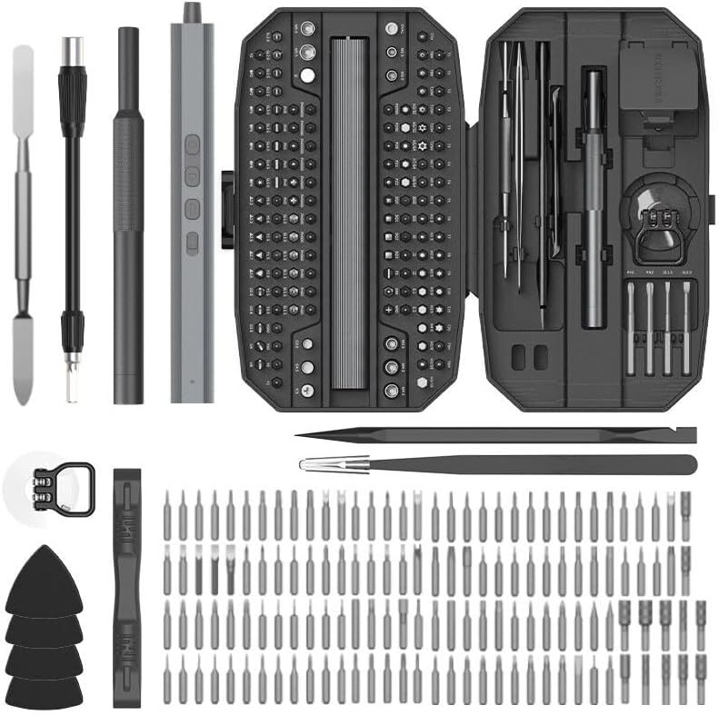 Electric Screwdriver For 153-in-1 Electric Screwdriver Set 3 Speed Adjustable 650mAh Rechargeable Battery 4 LED Lighting 200rpm Versatile Torque Settings Complete Toolkit（Color.:Black)