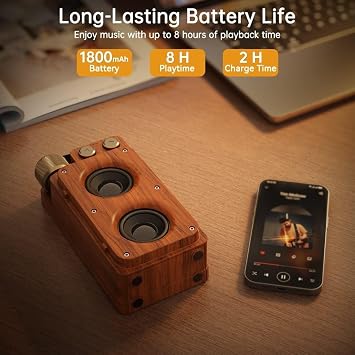 Coverzone Yeni Nesil Radyo USB SD FM Aux Bluetooth Müzik Kutusu Retro El Tutamaçlı Şarj Edilebilir M113 Koyu Kahve (A8 - Kahverengi)
