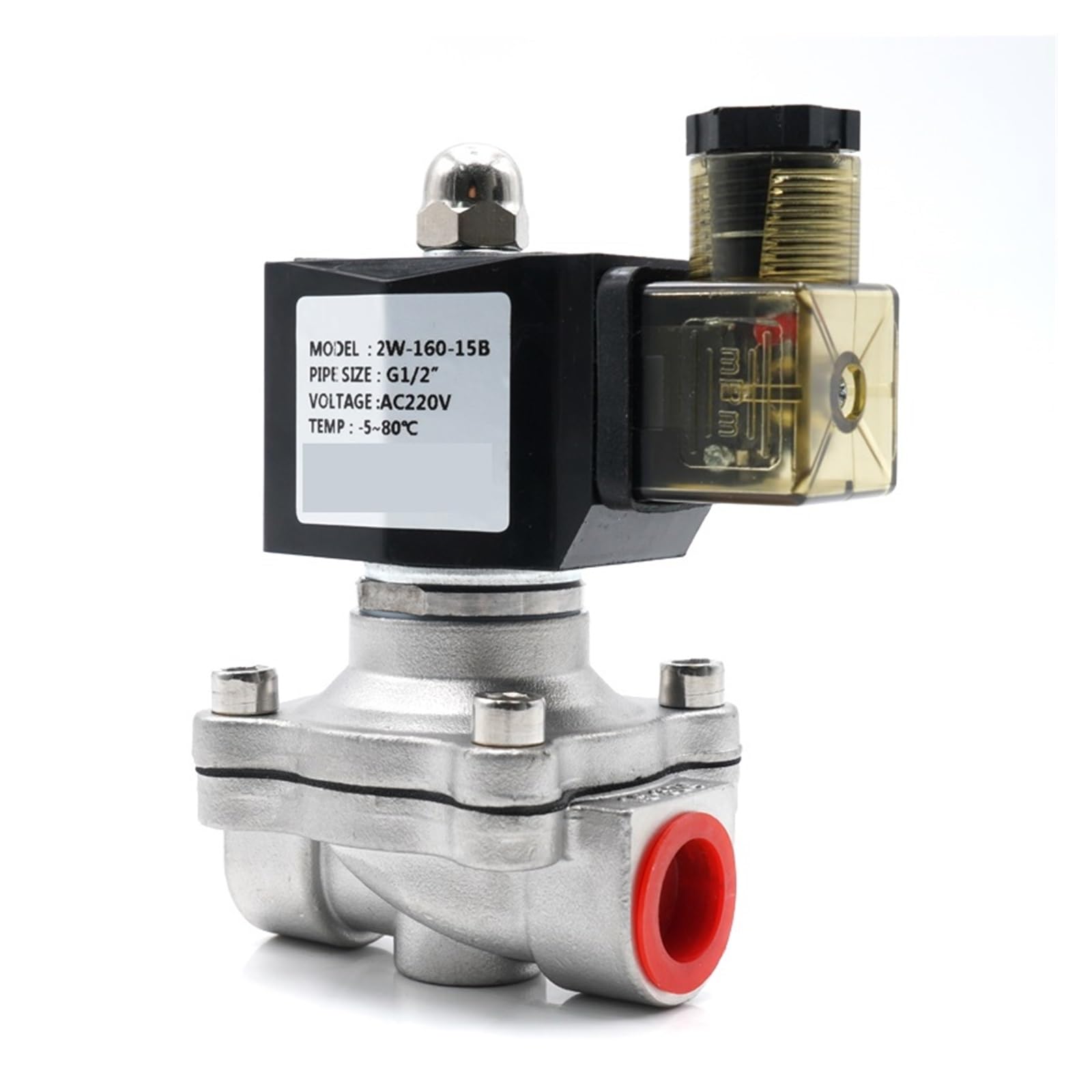 AC 24V DC12V 24V, normalerweise geschlossen, Magnetventil, 304 Edelstahl, Wasserventile Hervorragende Abdichtung(1/2",DC24V)