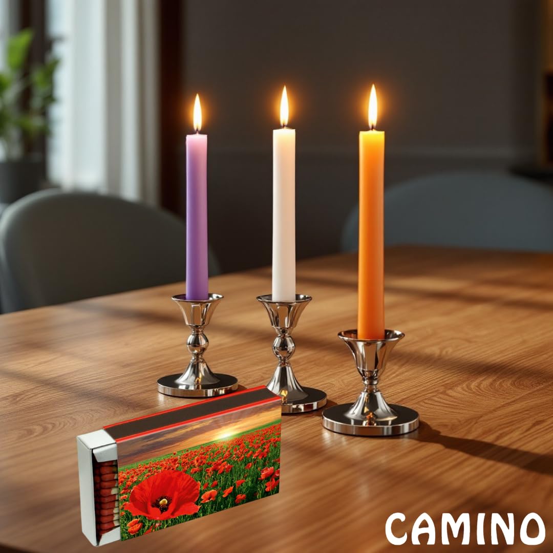 Camino 24 boîtes d'allumettes XXL 10 cm Motifs Fleurs, boîte d'allumettes pour Barbecue, cheminée, poêle, Bougies, allumettes de sécurité Motifs Fleurs Allumettes de Lance