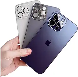 Capinha de Vidro Reforçada para iPhone com Proteção Completa da Câmera com Design Premium Resistente a Riscos (Roxo, iPhone 15)