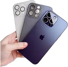 Capinha de Vidro Reforçada para iPhone com Proteção Completa da Câmera com Design Premium Resistente a Riscos (Roxo, iPhone 15)