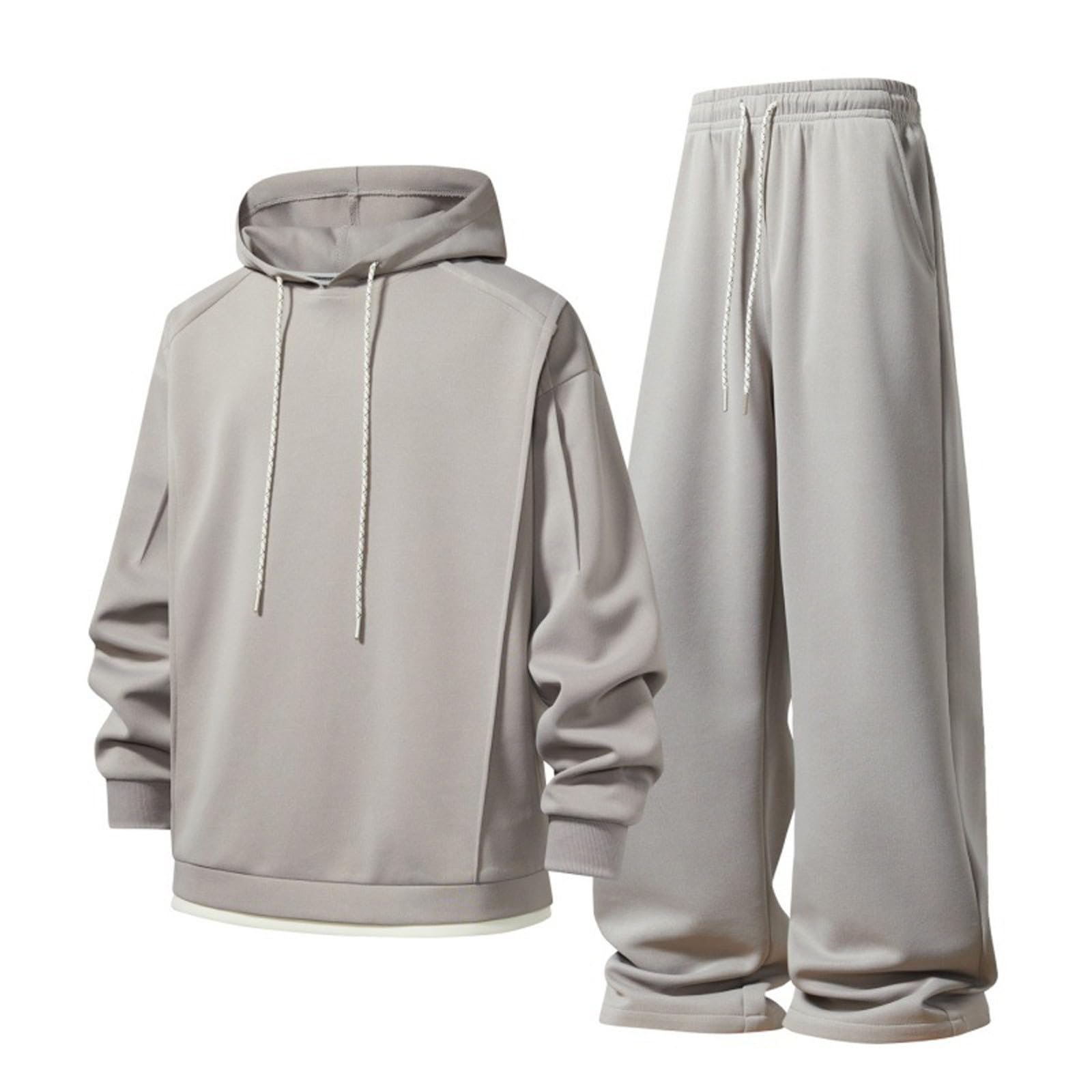 Generisch Tuta sportiva da uomo, da jogging, da donna, 2 pezzi, con cappuccio e hsoe, per il tempo libero, comoda, tuta da fitness, casual, a maniche lunghe, da jogging, in cotone