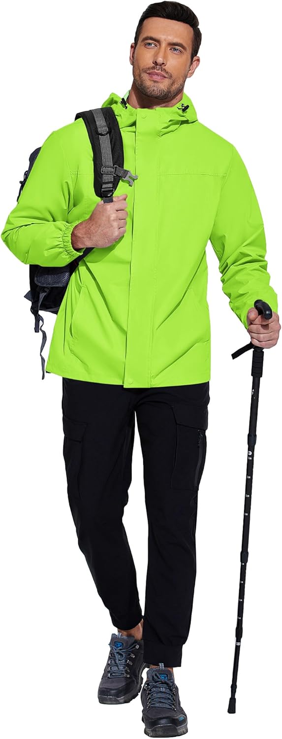 COOFANDY Men's Rain Jacket Waterproof With Hood Lightweight Packable Shell Raincoat Windbreaker For Cycling Golf Travel - Image 2
