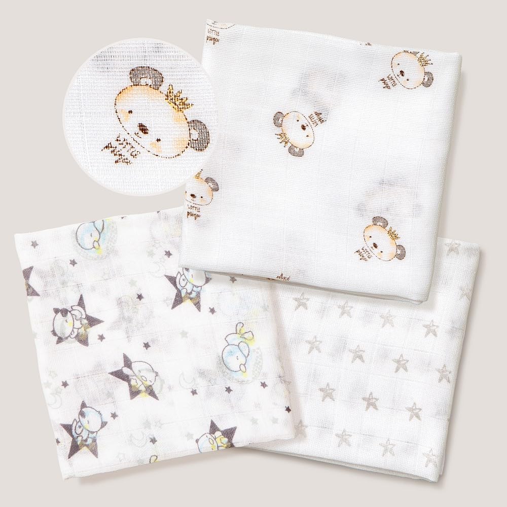 Interbaby Mussola Di Cotone Neonato Con Stampe Grigie 200 g