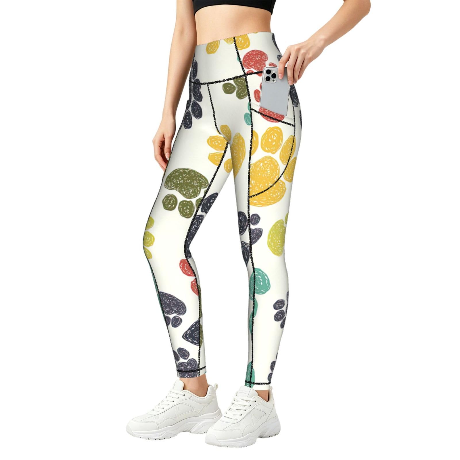 Leggings con huellas de perro解决运动手机无处放 裤侧实用大口袋防走光 8