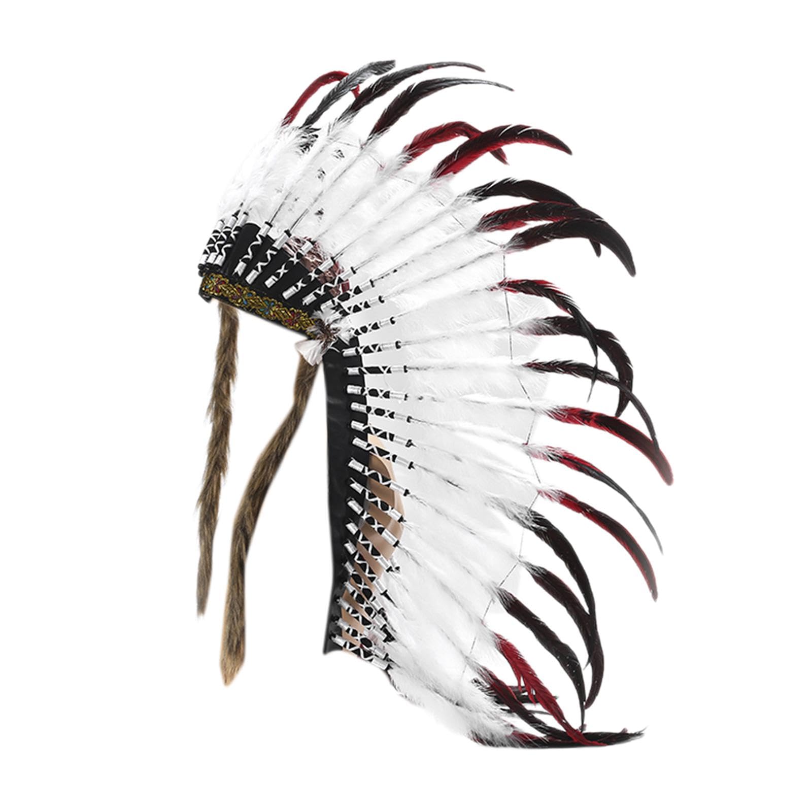 Dickly Indian Feather Headdress American Chief Indian Native Hat for Dance