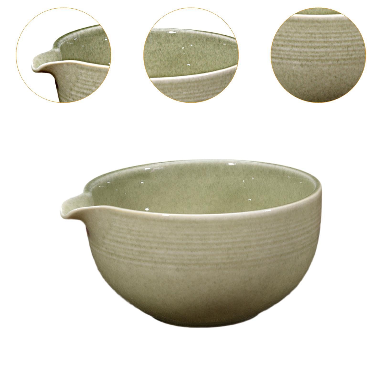 Matcha Schale Porzellan Teeschüssel Rührschale mit Auslauf Japanischer Stil für Matcha Liebhaber Zuhause Büro Wohnzimmer Geschenk, Matcha Green