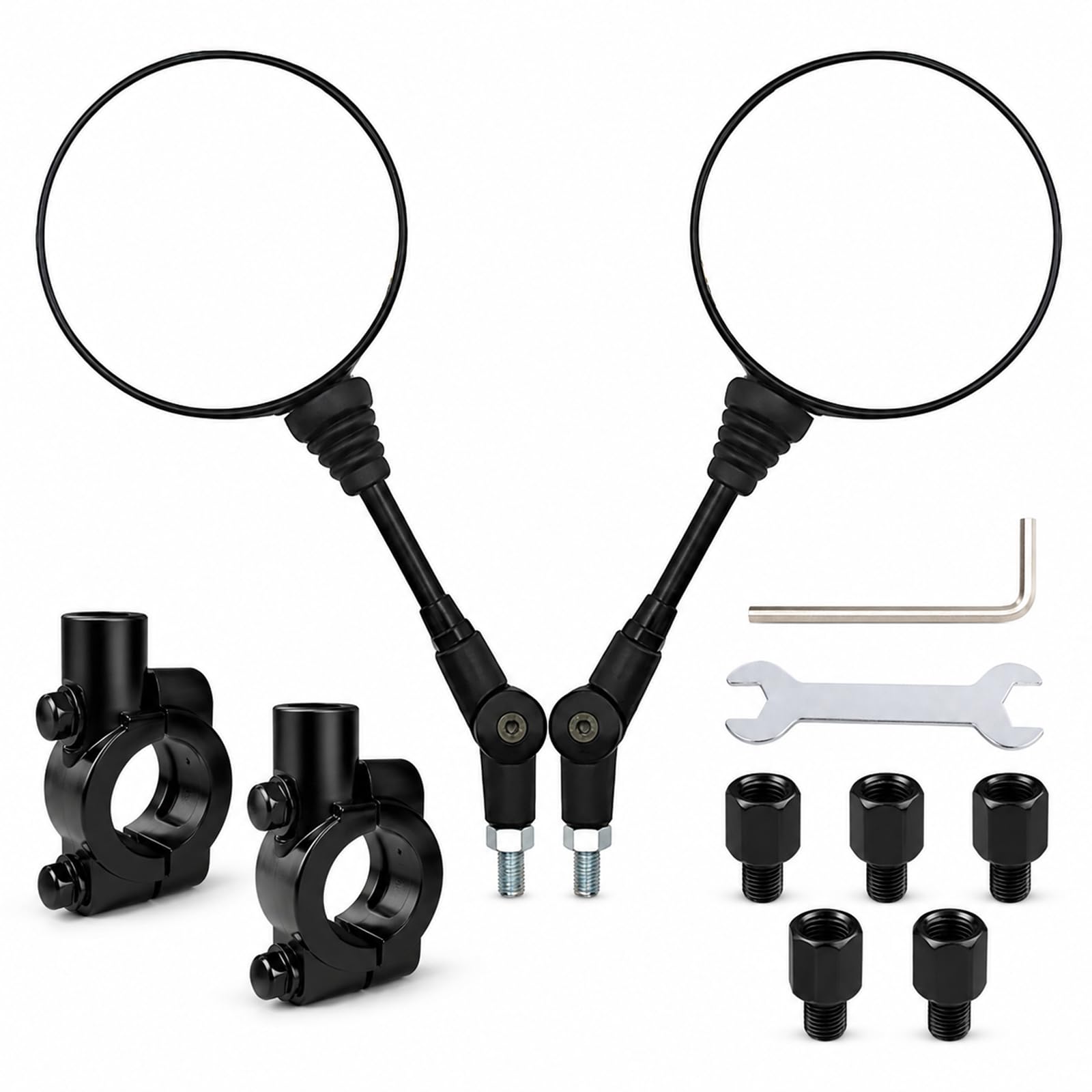 Photo 1 of EMLIAUMU Motorcycle Rear View Side Mirrors - Round, Foldable Black