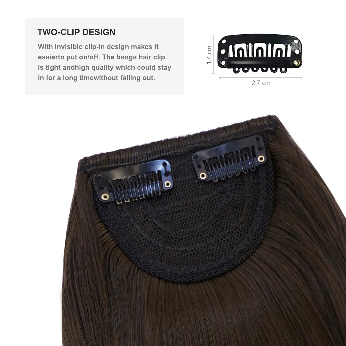 BUYOGET Clip in Fringe Hair Extension Natural Brownish Straight Fake fringe Clip on Bangs Hair Clip for Women - Image 4