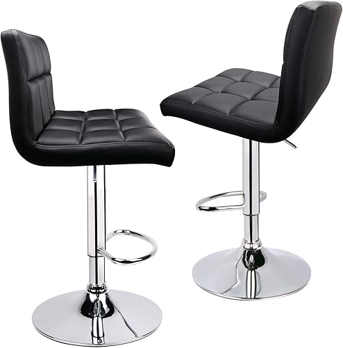 Miniatura 34 de Taburetes de bar de leopardo, moderno taburete giratorio ajustable de piel sintética con respaldo, juego de 2 (gris) Gris,Negro -,Caqui,Blanco,gris