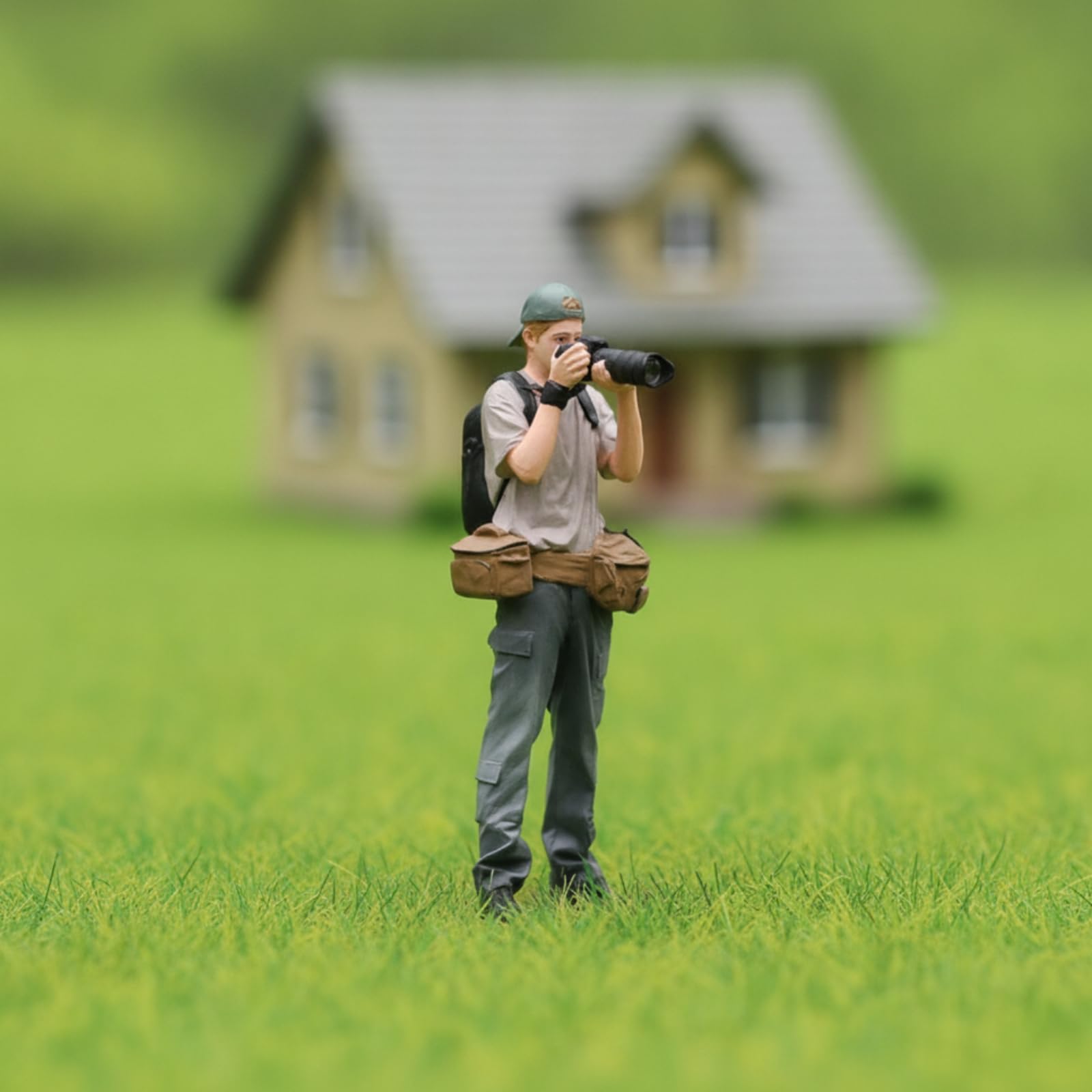 harayaa Miniaturfigur Figur Modell Resin Sammlerfigur Diorama Zubehör Detailreich mit Rucksack Taschen Gesichtszügen Handbemalt für Miniaturlandschaft, 1/18