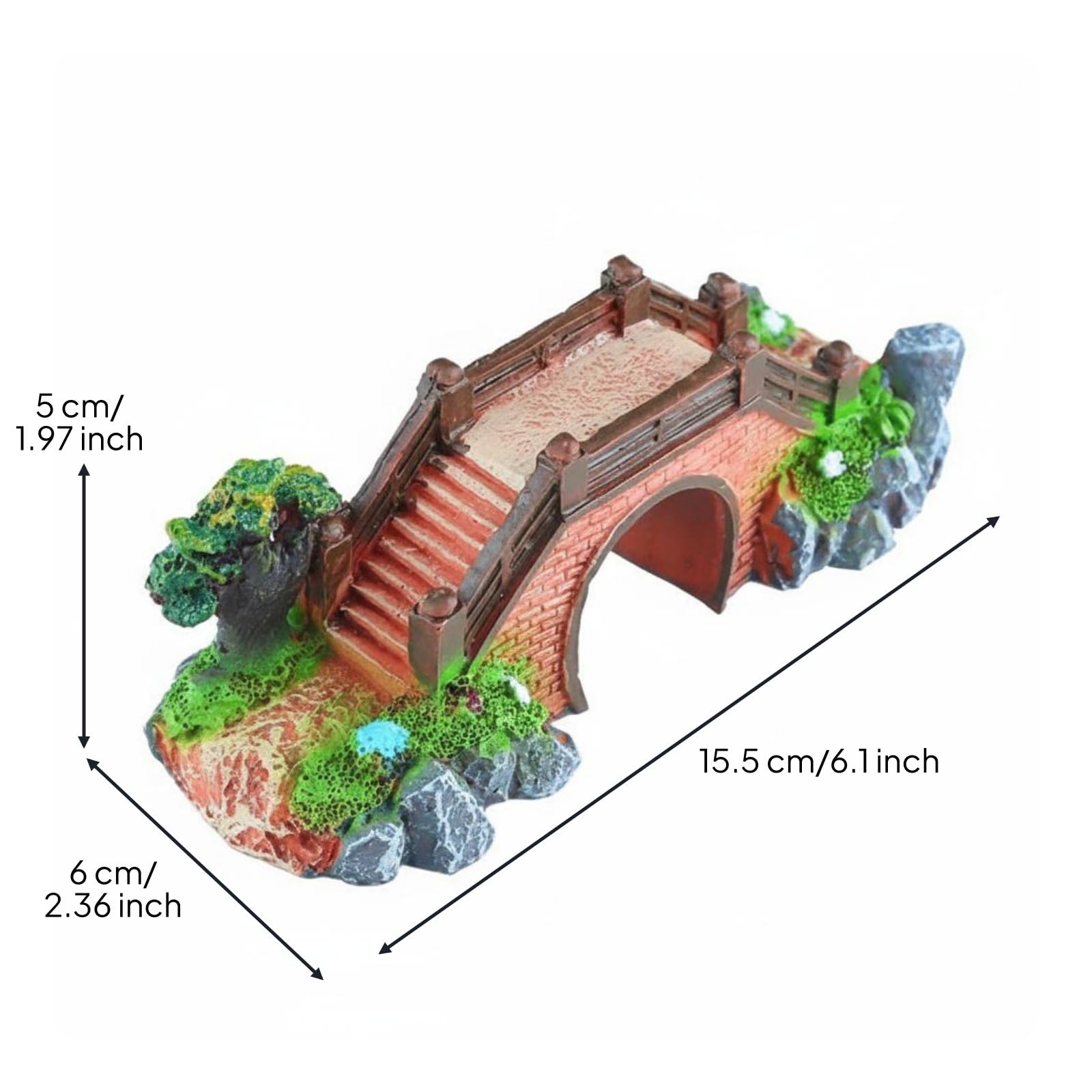 Aquarium Deko Felsen Landschaft Felsformation Felsdeko Aquarium Felskulisse aus Harz mit Realistischer Berg Silhouette für Geschichtete Unterwasser, Mittlere Rundloch-Brücke