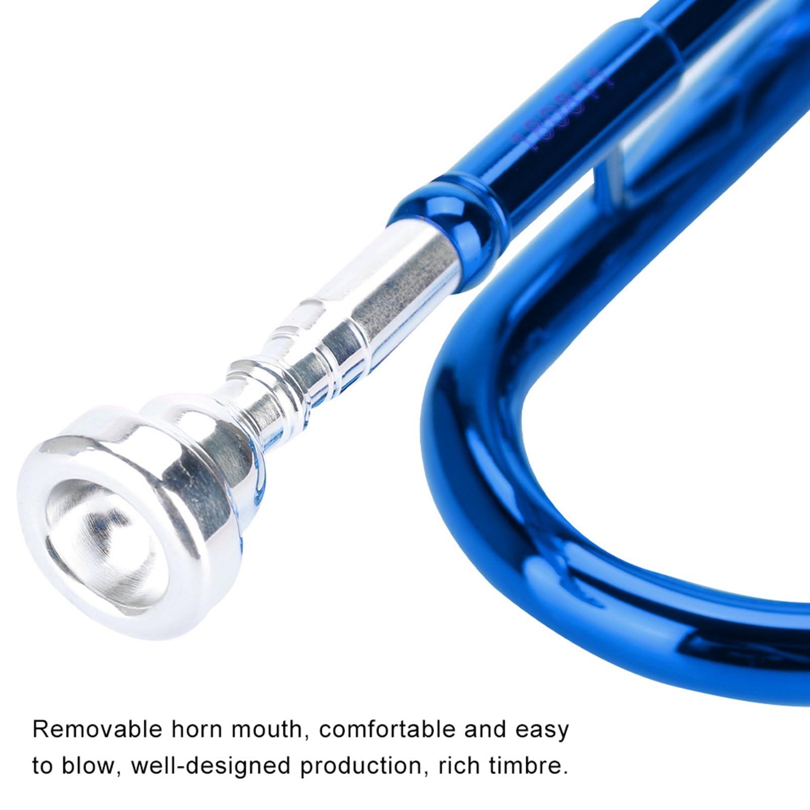 Trompeta de Latón, Juego de Trompeta Estándar, Instrumento de Trompeta Profesional con Pistón Dorado de Acero Inoxidable, Instrumento de Viento Musical con Herramientas (BLUE)