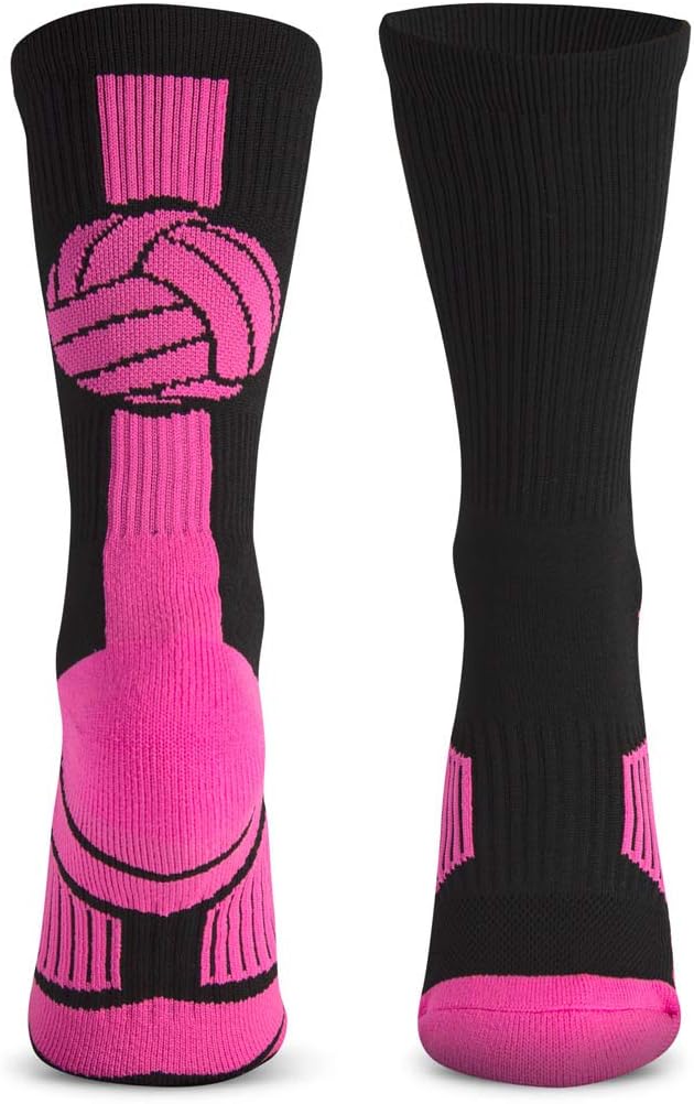 ChalkTalkSPORTS Volleyball Performance Crew Socks - Moisture-Wicking Mid-Calf Socks for Youth & Adults, Multiple Colors