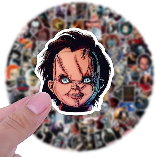 200 PCS Horror Stickers, Horror Movies Stickers, Waterproof Vinyl Scary Movie Spooky Party Decorations Halloween Gifts Sticker for Laptop Water Bottle Bumper Helmet Journal Phone