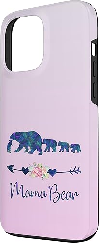 Miniatura 2 de Funda para iPhone 13 Pro Max Verde Azulado Púrpura Floral Mama Oso Cuatro Cachorros Plata Rosa