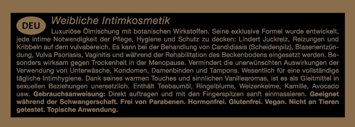 Olevm íntimo di Pompeia, cosmético íntimo femenino - 15ml tamaño viaje con bolsa de terciopelo.