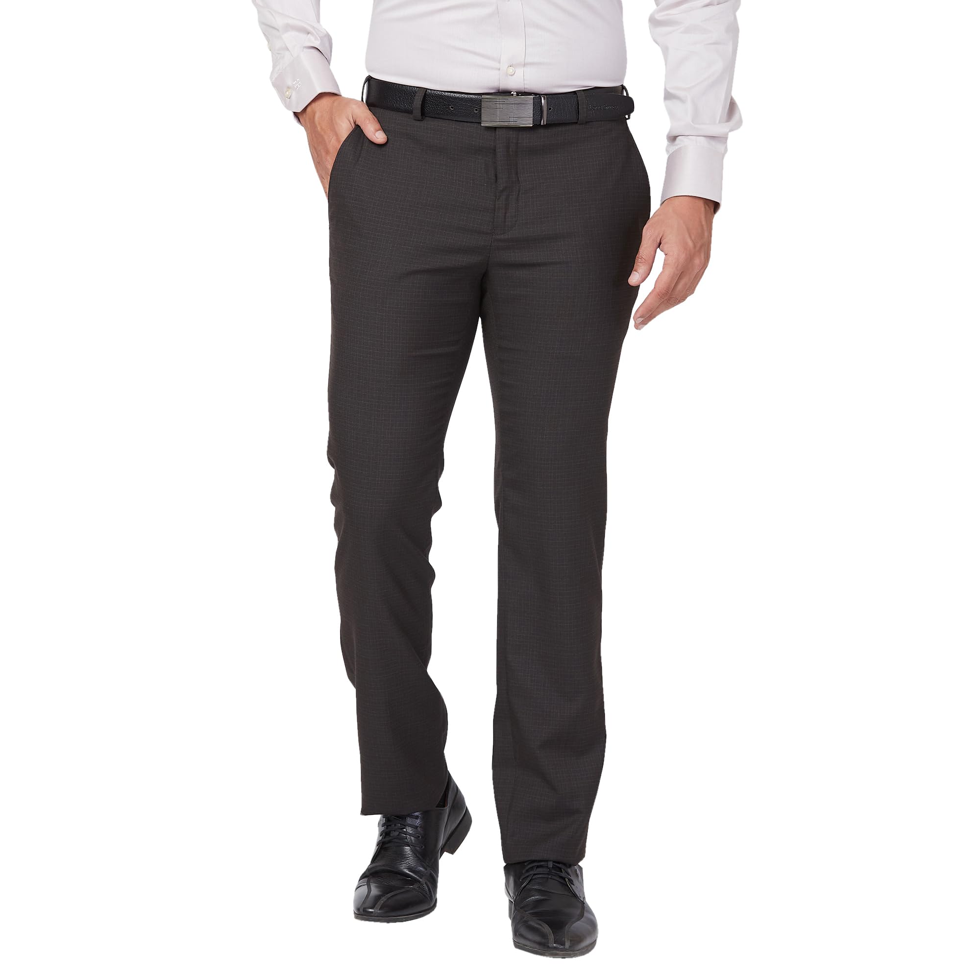 raymond Men Slim Fit Checks Pattern Poly Viscose Blend Pleatless Formal Trouser-picture-42