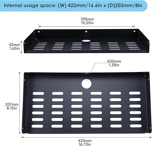 Miniatura 2 de Estante flotante de metal de 16.8 x 8 pulgadas, moderno estante montado en la pared para componentes de TV, enrutador, consola de juegos,